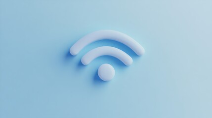 3D Blue Wi-Fi Symbol on Blue Background / 青い背景上の3Dの青いWi-Fiシンボル