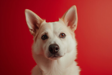 Canaan Dog dog on minimalistic colorful background with Copy Space. Perfect for banners, veterinary ads, pet food promotions, and minimalist designs.