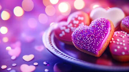 Fototapeta premium Colorful Valentine Cookies on Festive Platter