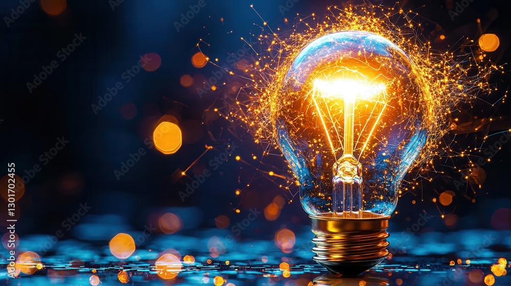 Aufkleber glowing radiant sphere of light and electricity suspended in an intricate labyrinth like pattern of 