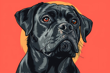 Obraz premium dog illustration, illustrate a noble labrador bulldog with a friendly demeanor in a graphic novel style, as a sticker or without outline