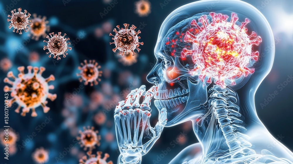 Poster anatomical x ray view of a human head displaying the internal structure with a visual representation