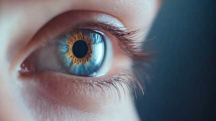 Close-up eye, blue iris, detail, vision, healthcare