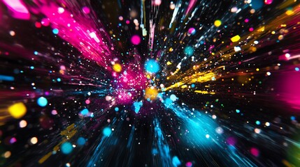 Obraz premium Vibrant abstract burst of colorful paint splashes, creating a dynamic and energetic motion effect