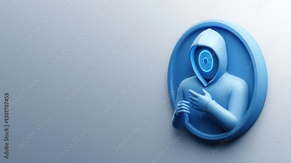 Poster cybersecurity breach concept featuring a hacker breaking into a secure digital network and accessing