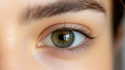 Obraz premium Close-up green eye, woman's face, skin detail, beauty