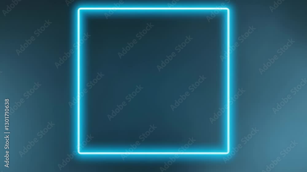 Aufkleber neon blue square frame with smoky background. futuristic digital design for tech presentations, game