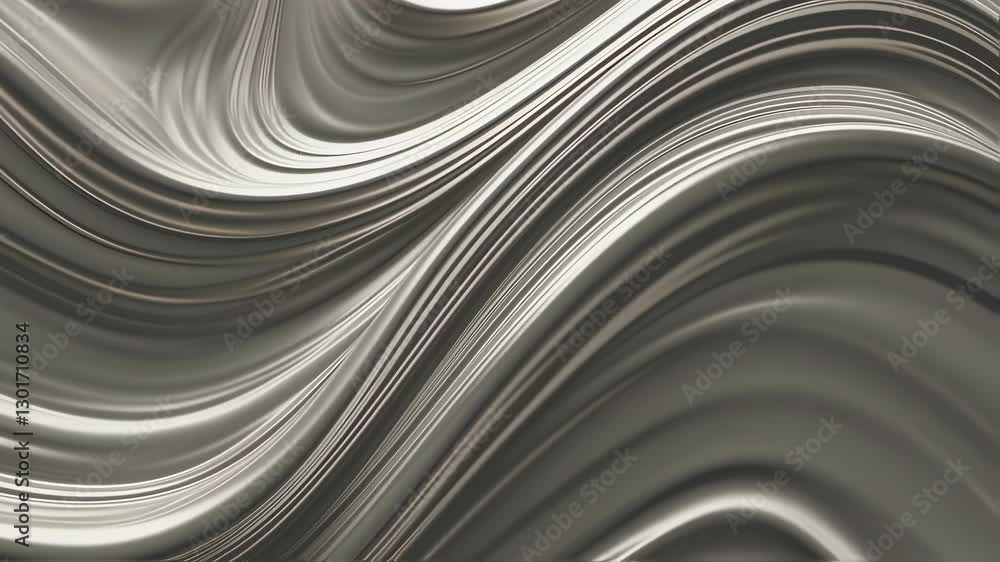 Poster elegant silver wave pattern in motion. abstract metallic fluid texture for luxury design backgrounds