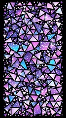 Glittering Galactic Triangles on Black Background Abstract Wallpaper Art