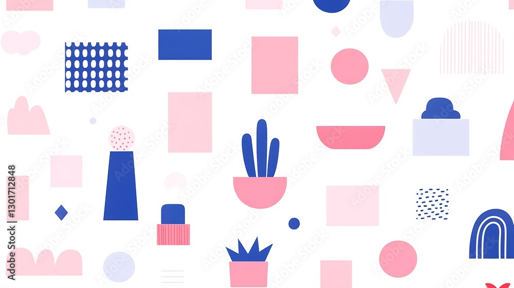 Poster playful vector pattern with geometric shapes and simple design elements