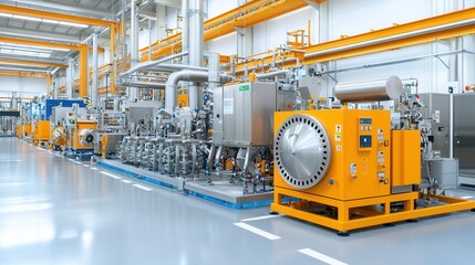 Fototapeta premium Industrial and equipment in a factory or production facility efficiently converting and processing organic food waste into liquid or gaseous biofuels such as biogas
