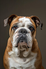 Bullmastiff dog on minimalistic colorful background with Copy Space. Perfect for banners, veterinary ads, pet food promotions, and minimalist designs.