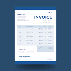 Invoice minimal and clean design template. Bill form business invoice accounting