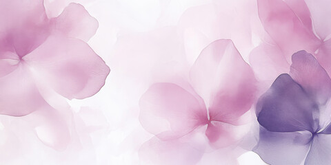 Watercolor spring background with pastel shades of light pink and purple colors. Light brushstroke textures, dreamy and artistic composition.