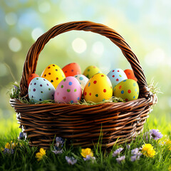 easter eggs in basket