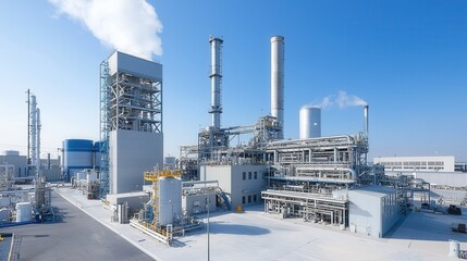 Aerial view of a large scale biofuel refinery and waste processing facility showcasing the of renewable energy production and sustainable waste management practices to power the future