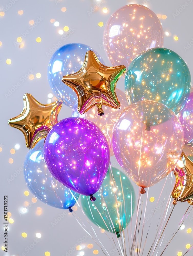 Poster lustrous star shaped balloons with a metallic finish create a captivating and whimsical display perf