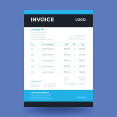 Invoice minimal design. Bill form business invoice accounting template