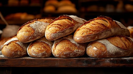 Bakery Shelf with Baguettes / バゲットが並ぶベーカリーの棚