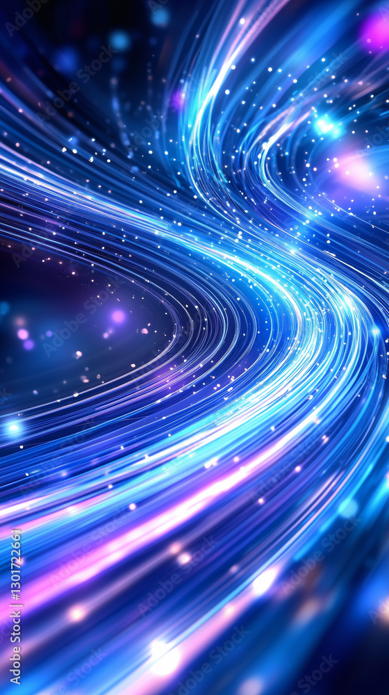 Poster brightly colored light trails twist and turn in a captivating abstract composition. the swirling pat