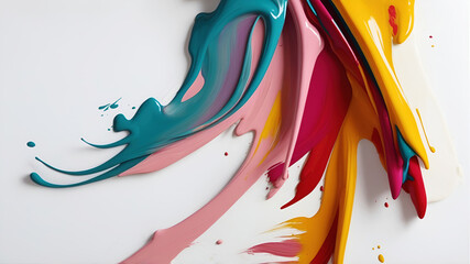 Abstract colorful paint splash on white background. Vibrant artistic expression. Illustration