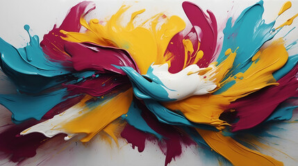 Abstract colorful paint splash on white background. Vibrant artistic expression. Illustration