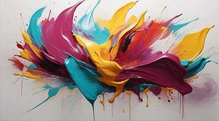 Abstract colorful paint splash on white background. Vibrant artistic expression. Illustration