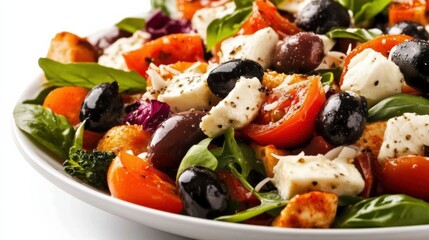 Fresh mediterranean salad recipe kitchen food photography bright lighting close-up healthy eating concept