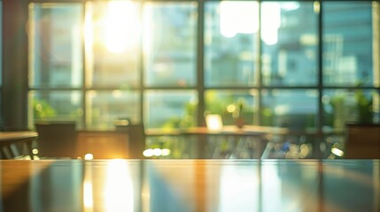 Vibrant city life hints at the joy beyond empty office space illuminated by warm sunlight