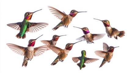 Obraz premium Hummingbirds in flight nature's beauty wildlife photography vibrant environment aerial perspective avian harmony