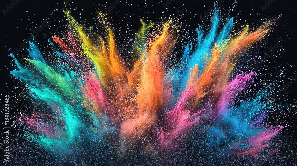 Aufkleber this image captures the stunning visual of a vibrant multicolored powder explosion in dynamic motion