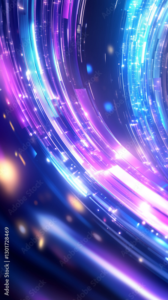 Poster bright bands of light swirl dynamically, creating a stunning visual effect that combines shades of b