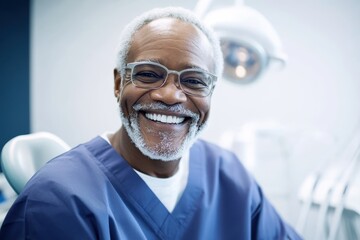 Fototapeta premium Senior dentist smiling in his dental office