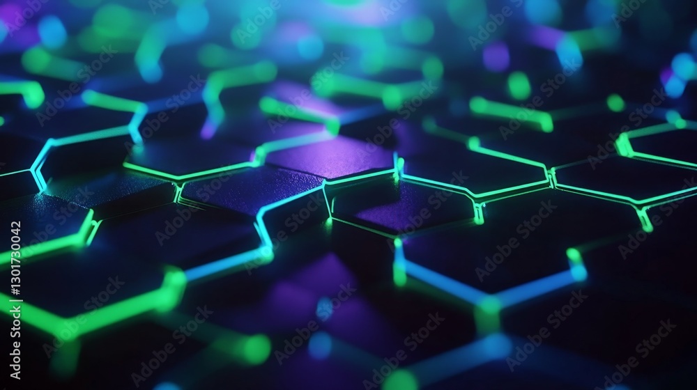 Poster create a high-tech inspired hexagonal pattern digital art virtual space vibrant colors artistic conc