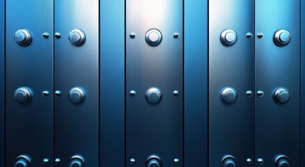 Fototapeta premium Abstract metal panels with circular accents. Modern futuristic background. Possible use Stock photo for technology, design, or industrial themes