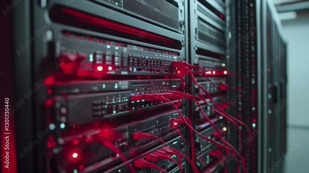 Poster optimizing server operations high-tech server room data center modern environment tech enthusiast hi