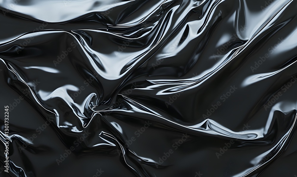 Poster abstract dark liquid texture with smooth folds and shiny surface for modern design