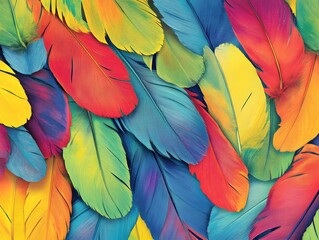 Obraz premium Vibrant Parrot Feather Pattern Detailed Tropical Bird Plumage Seamless Background for Digital Art Fabric and Wallpaper Design