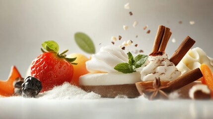 Delicious dessert display gourmet kitchen food photography elegant setting close-up culinary art