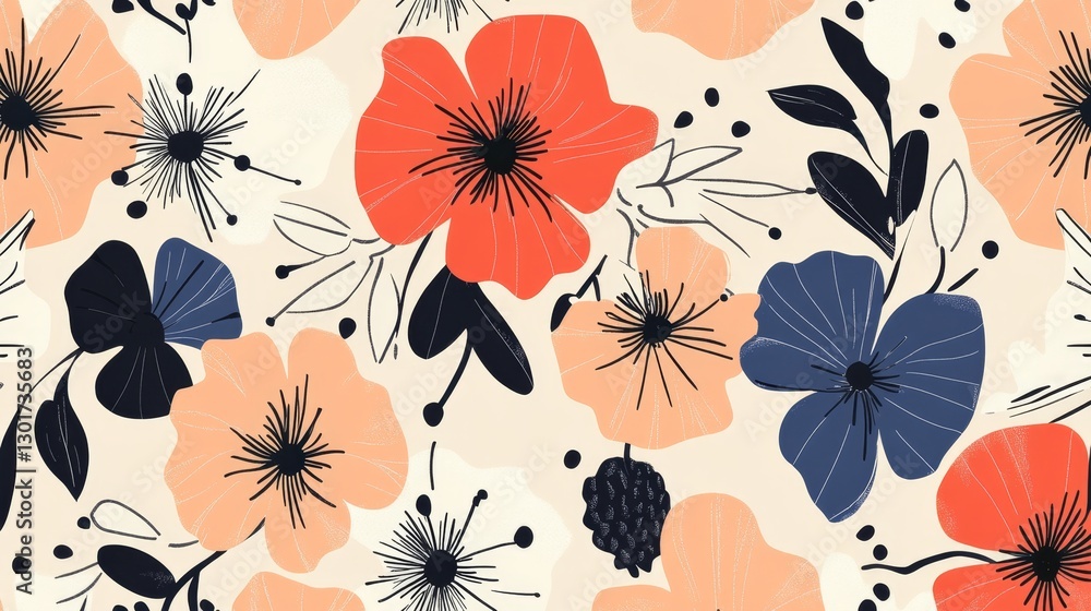 Poster create modern floral patterns design studio digital art contemporary environment aesthetic viewpoint