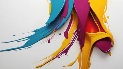 Abstract colorful paint splash on white background. Vibrant artistic expression. Illustration