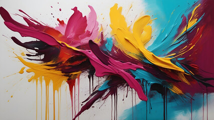 Abstract colorful paint splash on white background. Vibrant artistic expression. Illustration