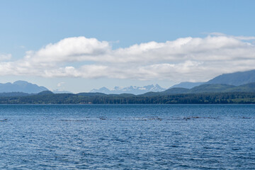 Queen Charlotte Strait blue sky view from Malcolm island