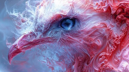 Abstract swirling paint portrait of a majestic eagle's head.