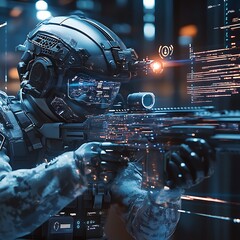 Sci-fi soldier equipped with high-tech armor system image