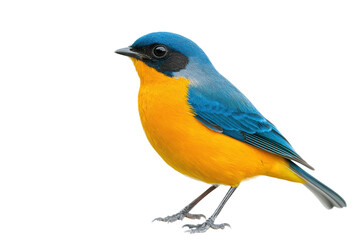 Fototapeta premium Colorful bird perched on a white backdrop, cut out