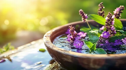 Fototapeta premium Gentle Foot Spa with Fresh Herbs and Flowers