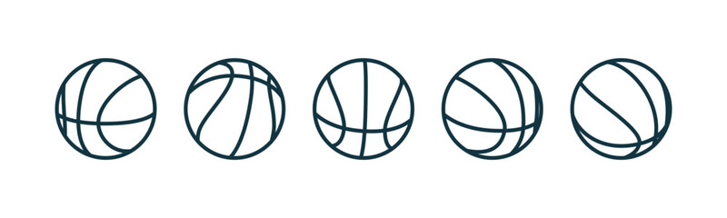 Outline basketball ball icons. Set of basketball balls symbols.