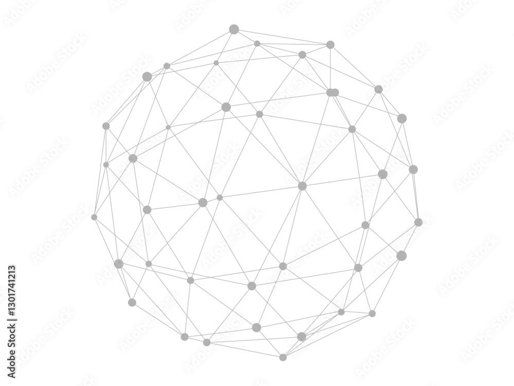Aufkleber Technology abstract shape. Dots connected by lines. Minimalist mesh sphere. Abstract polygonal shape.