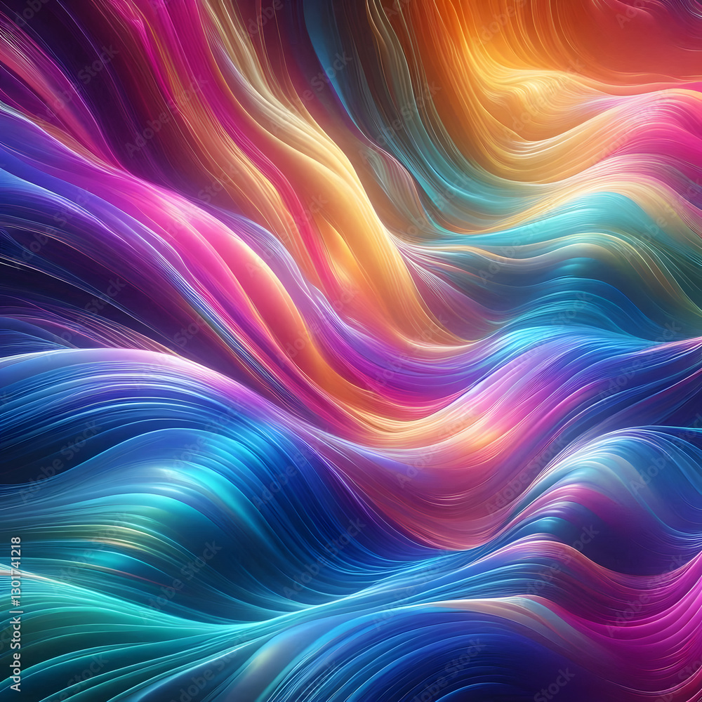 Poster a vibrant tapestry of flowing colors interweave creating a mesmerizing abstract landscape of light a